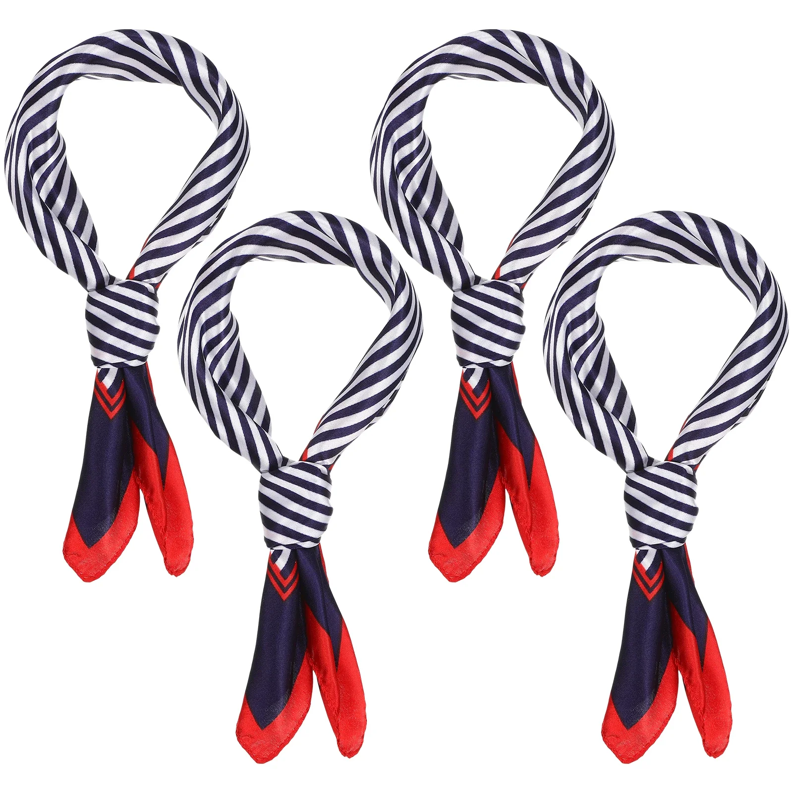 4pcs Women's Business Dress Square Neck Scarf Stripe Neckerchief Lady Business Suit Neckerchief Silk Polyester Hair Scarf 50 CM