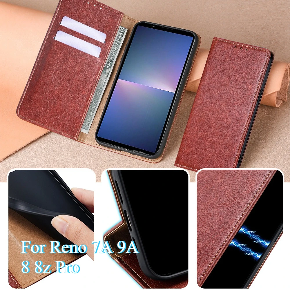 

Wallet Cover Flip Case for OPPO Reno 7A 9A Cases Kickstand Coque Reno 8 pro Plus 7 8 8Z F21 Pro Card Slot Case Luxury Hard Shell