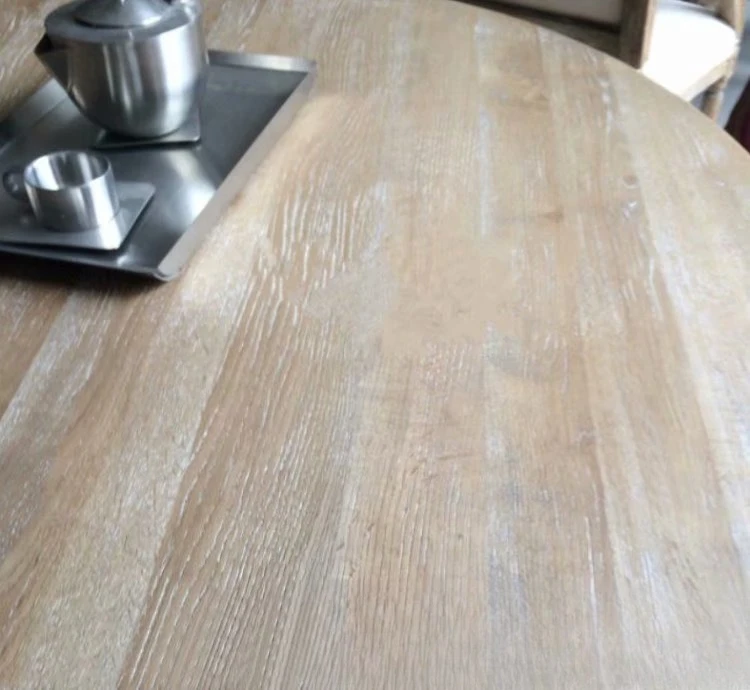 American solid wood dining table and chairs, combined oak retro old round dining table