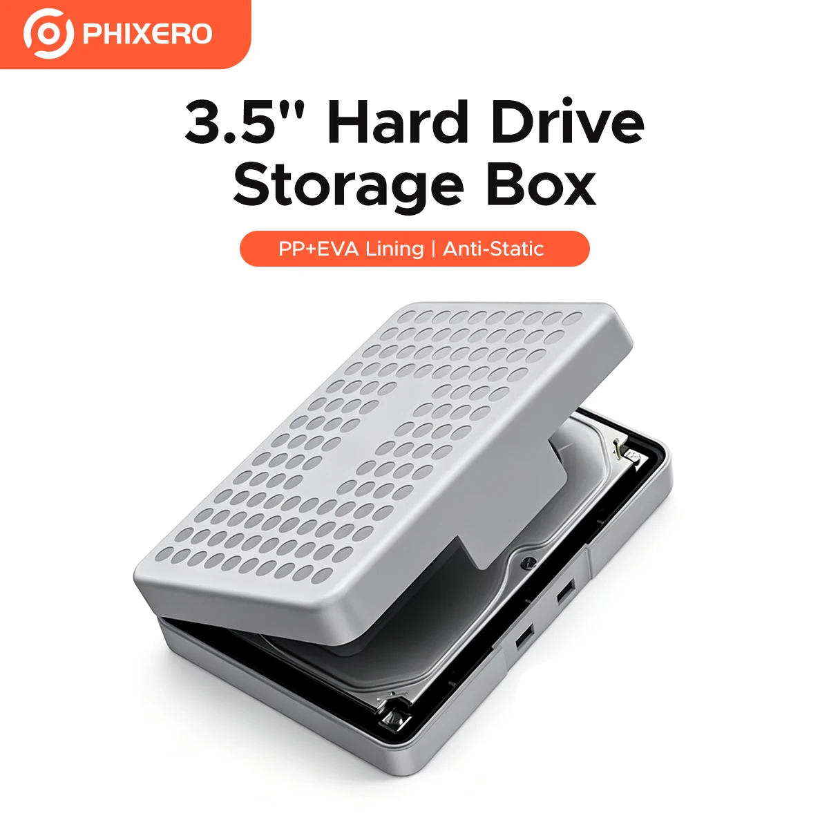 PHIXERO 3.5 Inch HDD SSD External Case Hard Drive Storage Box with EVA HD Disk Cover Housing Hardcase Shell Caddy Bag for PC New