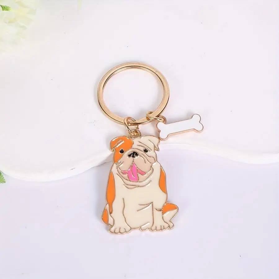 1/5/10/20/50/100pcs Cute Bulldog Keychain, Zinc Alloy Cartoon Dog Pendant, Creative Key Set, Purse Charm for Pet Lovers, Unique