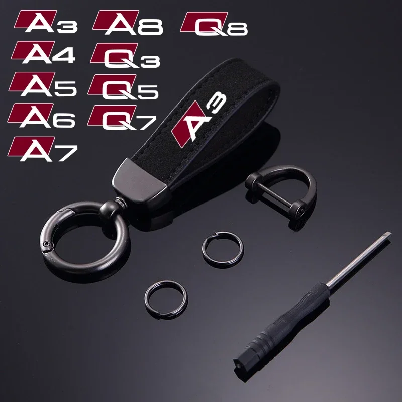 Suede Kaychain Car KeyRing Holder Pendent High-end Gifts for audi sport RS A1 A3 A4 B7 B8 A5 A6 A7 A8 Q3 Q5 Q7 Q8 TT Accessories