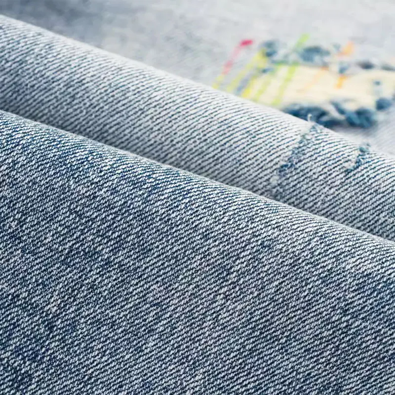 Newly Designer Fashion Men Jeans Retro Light Blue Stretch Slim Fit Ripped Jeans Men Embroidery Patched Vintage Denim Pants Homme