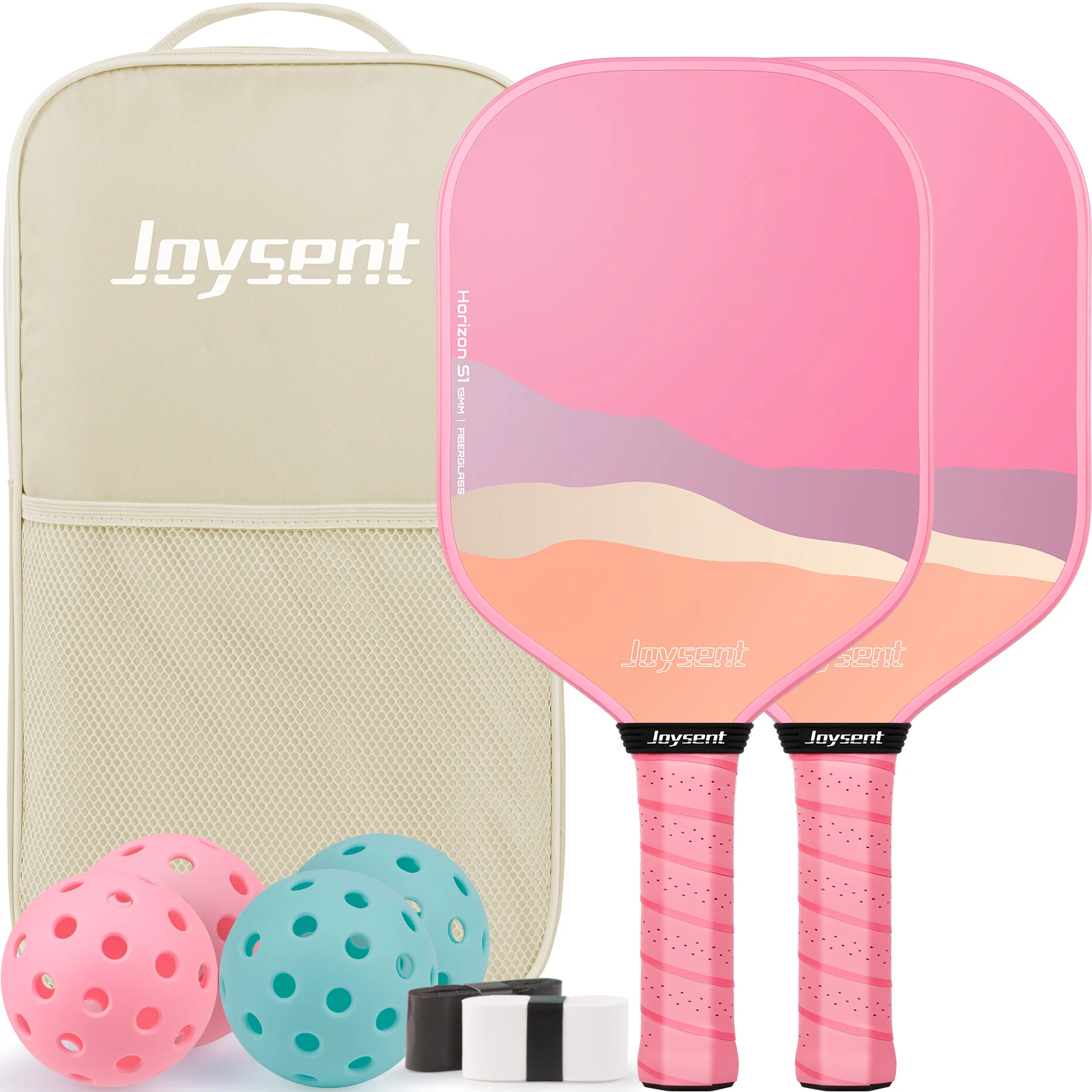 Joysent Pickleball Paddles Set of 2 Lightweight Pickle Ball Rackets with 4 Balls 1 Carry Bag