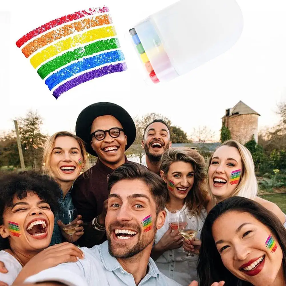 1/2 Stück Regenbogen Stolz Gesicht Körperfarbe Stift Marker wasch bar Pigment Werkzeug Körper Make-up Tattoo farbige Party tut Öl b9w8