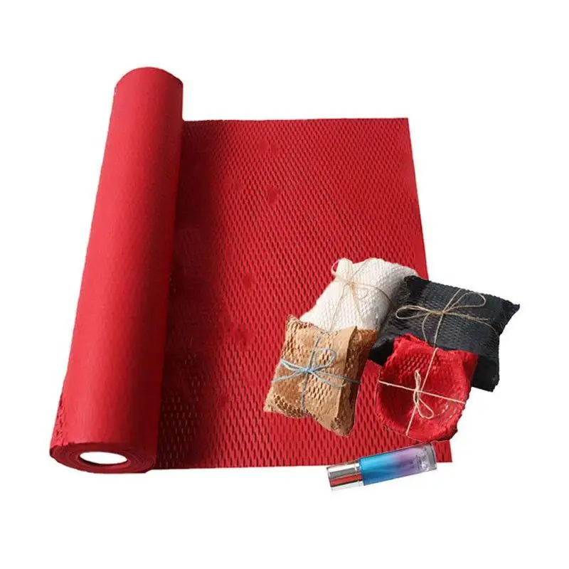 

Sustainable Red Honeycomb Cushion Wrap - Biodegradable Kraft Paper for Business Parcels & Crafts