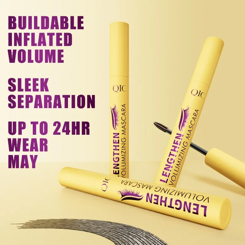 4D 블랙 브라운 마스카라 브라운 마스카라 두꺼워지는 연장 컬링 방수 섬유 연장 리퀴드 마스카라 옐로우 튜브 1개