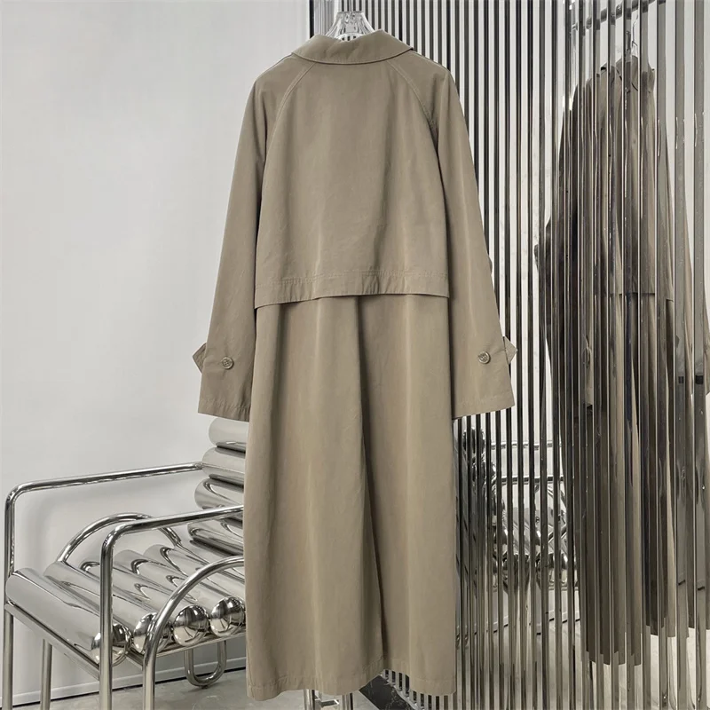خندق معطف امرأة جديد خريف 2025 صدر واحد سليم صالح المرأة سترة واقية عالية الجودة القطن الخالص معطف طويل سترة نسائية
