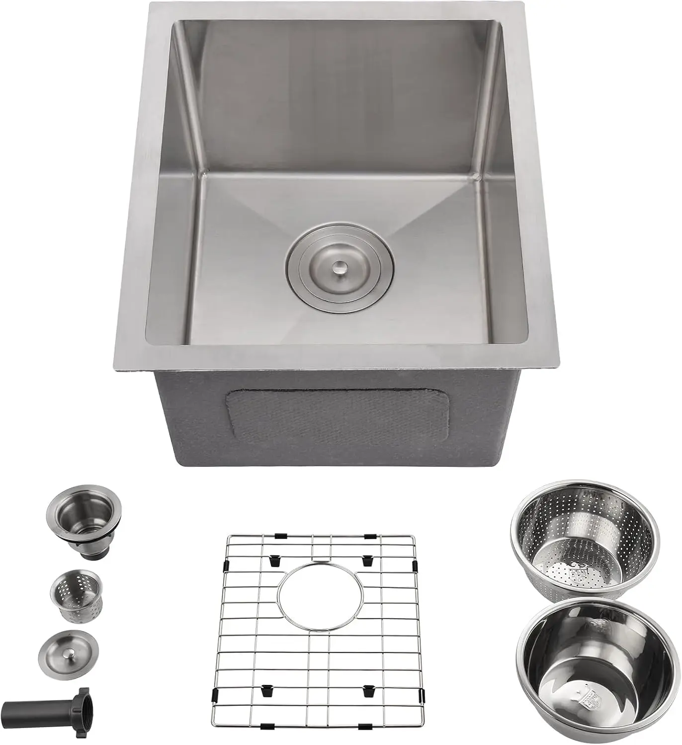 Tacleekii Stainless Steel Drop In Kitchen Sink, Single Bowl Bar/Prep Basin - Easy-Drain, Low-Noise - Includes Drying Rack & Basket Strainer