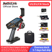 Radiolink RC8X 8CH 2.4G RC Transmitter with R8FG V2.1 Gyro Receiver, One Hand Control Accessory and Phone Holder for FPV Screen