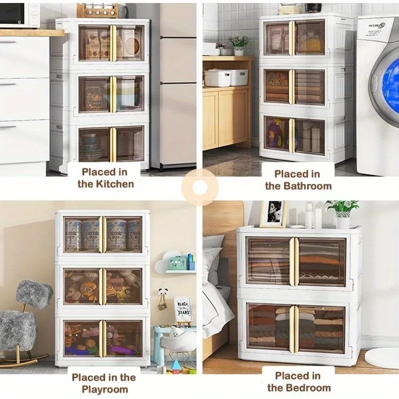 Household clothing storage box Plastic wardrobe storage box Toy snacks clear folding storage box, three sizes