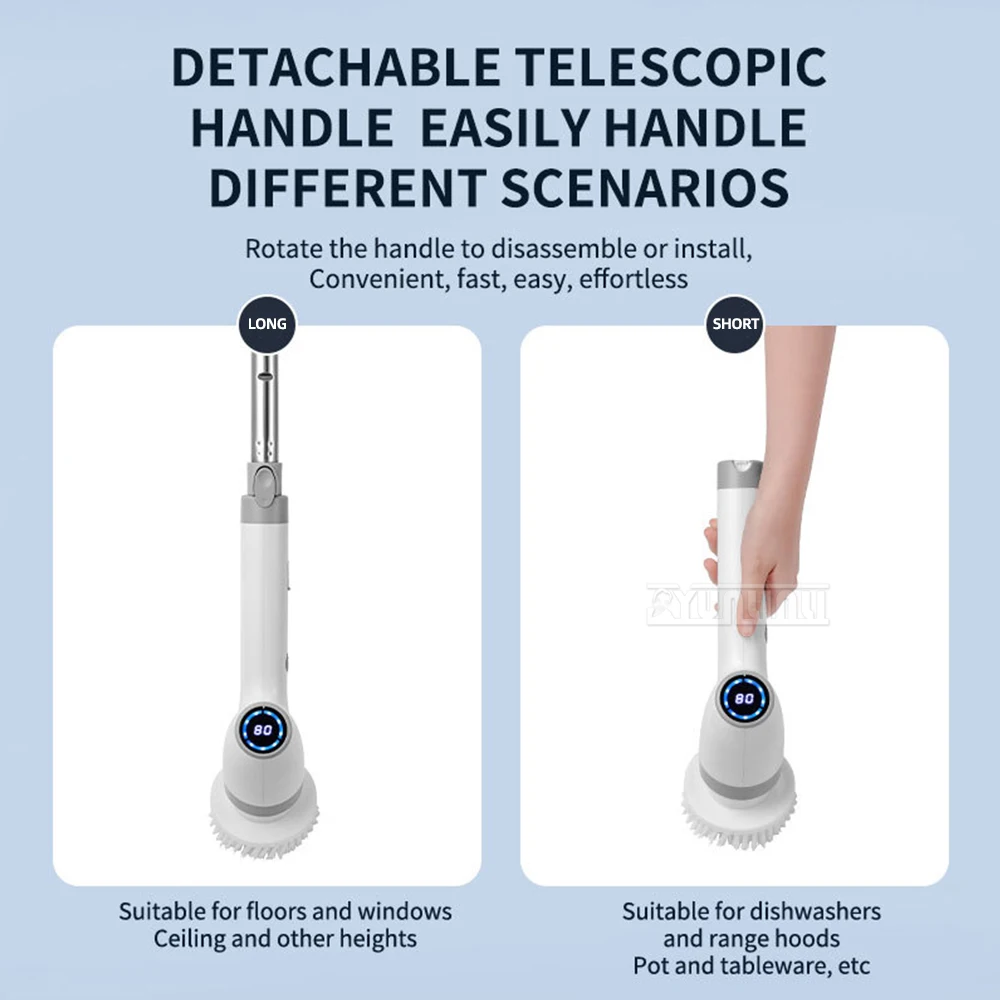 コードレス電動クリーニングブラシ,回転掃除機,トイレとキッチンのクリーニングツール,8 in 1