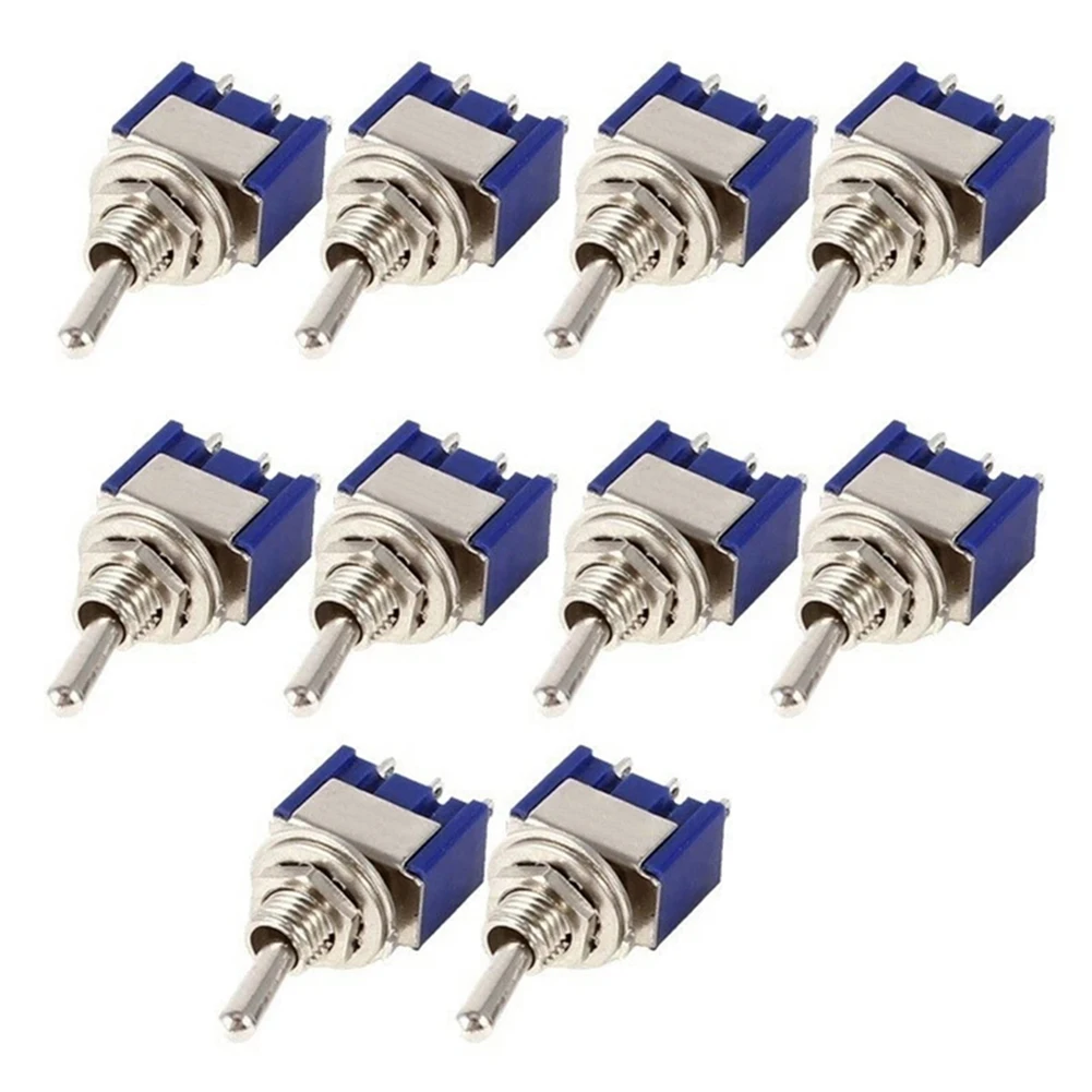 10pcs MTS-102 SPDT ON/ON For Toggle Switch 3-Pin 6A 125V AC for Power Supply Controls Motor Drivers and Relay Interfaces