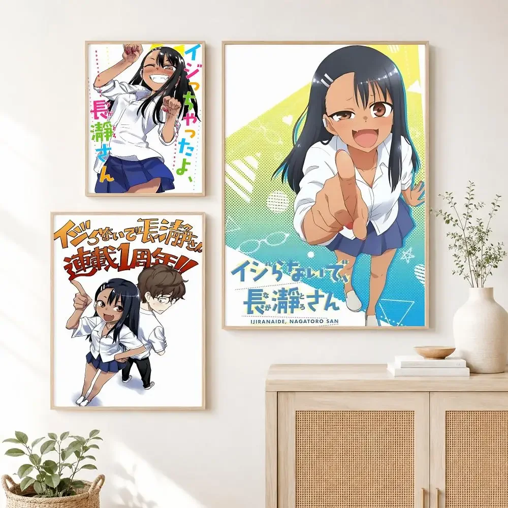 Classic Anime D-Dont Toy with Me Miss Nagatoro Poster Self Adhesive Wall Art Decor for Bedroom Living Room Home Halloween Gift