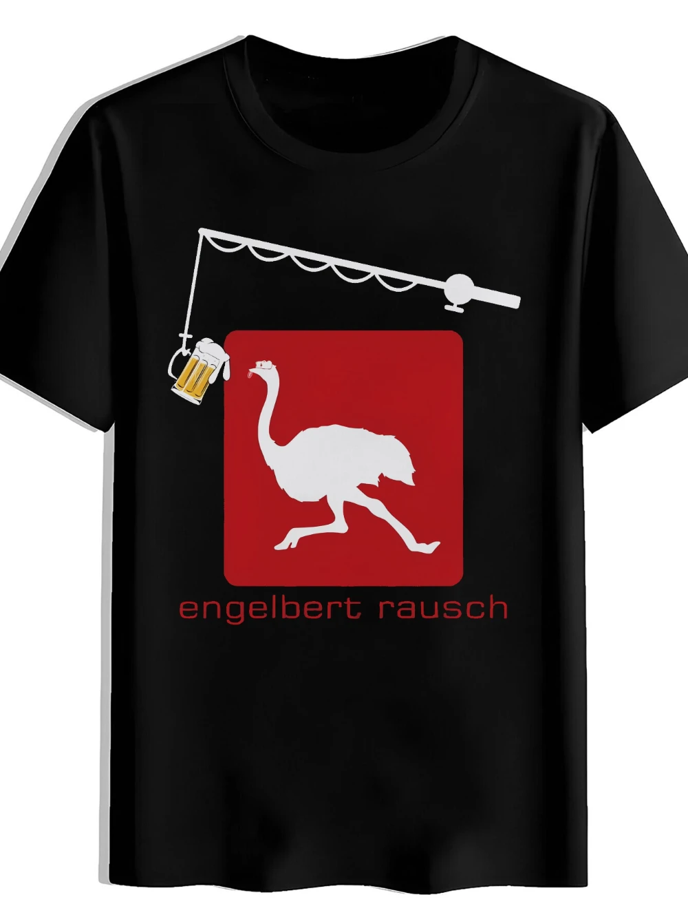 Schwarzes Herren-T-Shirt mit Engelbert Rausch-Kamel-Grafik, lässiges Sommer-T-Shirt, Rundhalsausschnitt, kurze Ärmel, Herren-T-Shirt, Herrenbekleidung