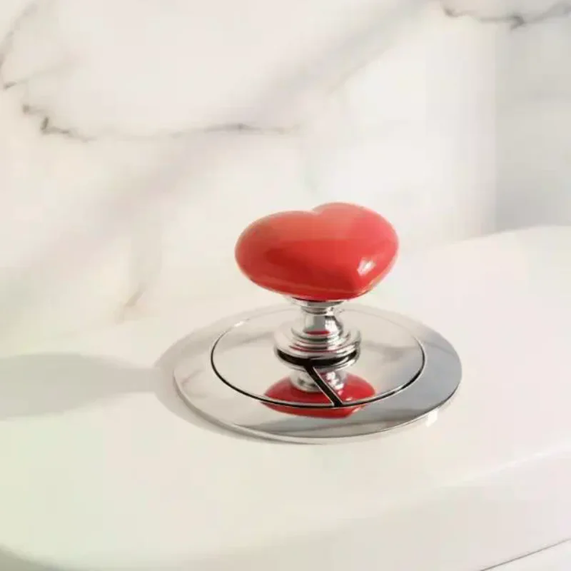 Cute Love Heart Toilet Presser 1Pc Universal Size Decorative Toilet Flush Button for Home Bathroom Decor Gifts
