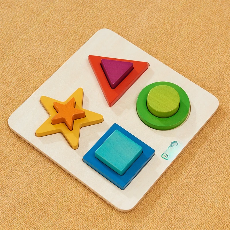 

Kindergarten preschool education desktop puzzle early education teaching aids children, multi-height shape matching game