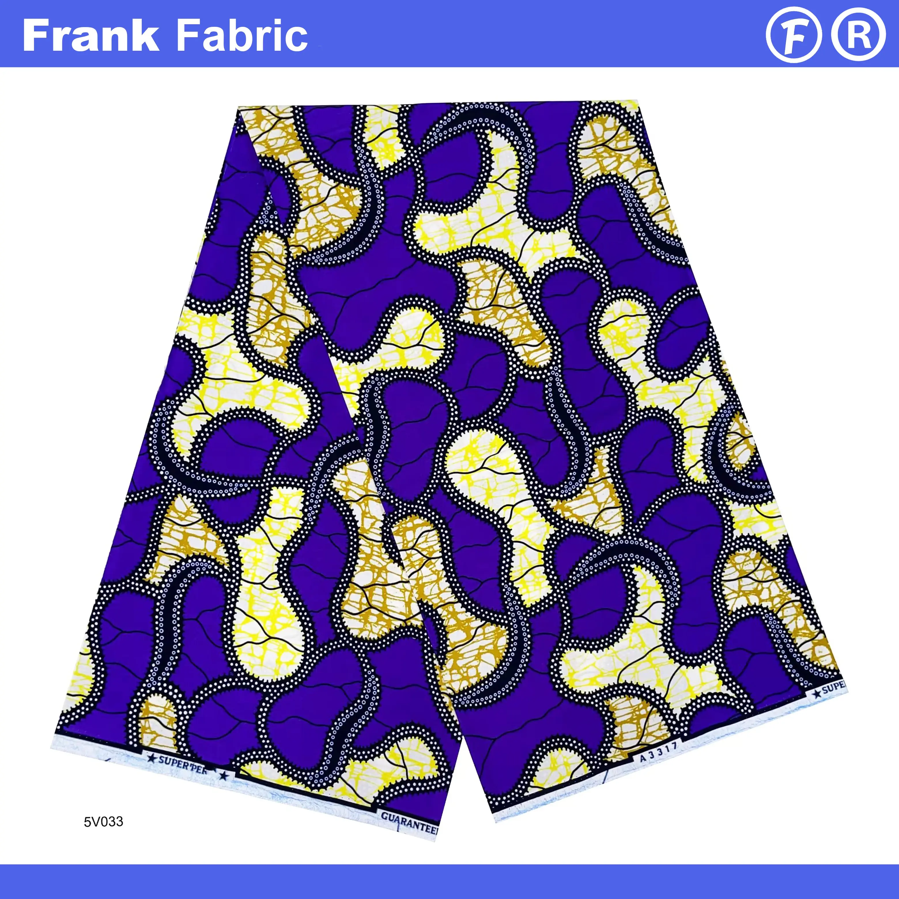 

Супер африканская хлопчатобумажная ткань с восковым принтом, 6 ярдов, высококачественная голландская ткань с красителем Анкары для элитных дизайнеров моды FF2507.008