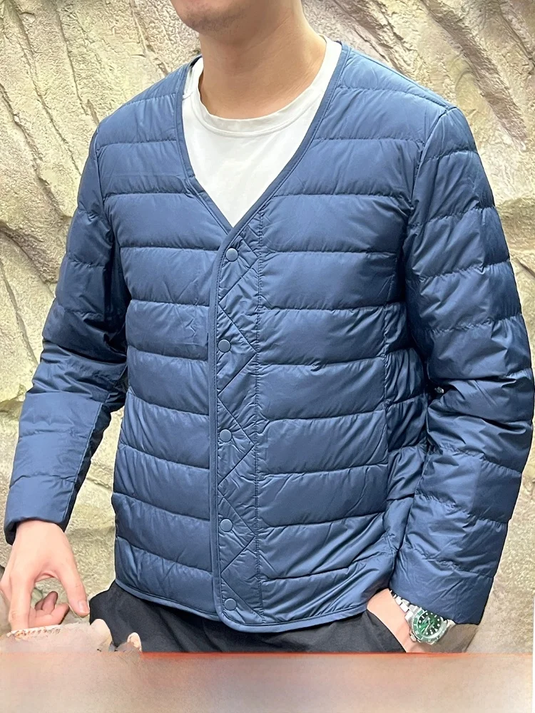 

Men's Faionable V-Ne down Jaet 90 Du down Lightweight Warm Ci Casual Sle Polyester Fiber Fill Power Lightweight W...