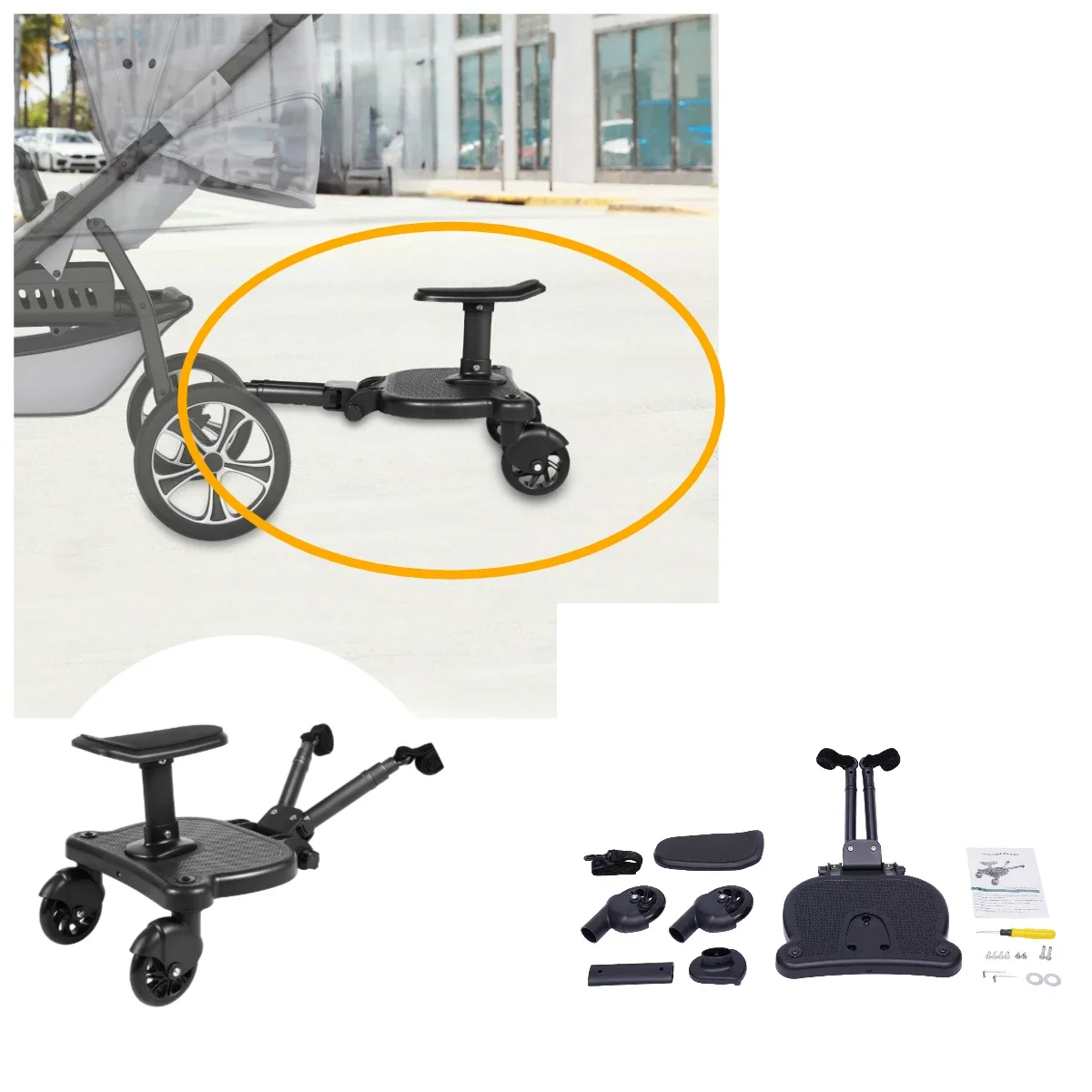 

Sturdy Baby Stroller Board - Adjustable Design, Suitable for 3-7 Year Olds, Eco-Friendly,Perfect for Traveling with Two Children