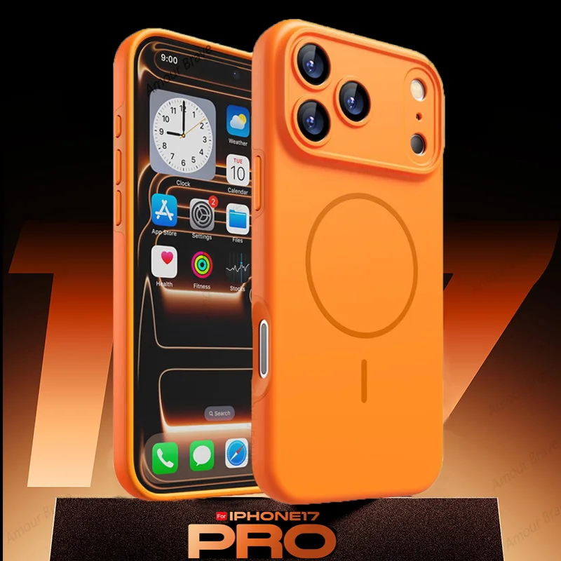 حافظة هاتف رسمية لهاتف آيفون 17 Air 15 14 11 12 13 16 Pro Max لهاتف Magsafe واقي شحن مغناطيسي من السيليكون السائل غطاء ناعم #1