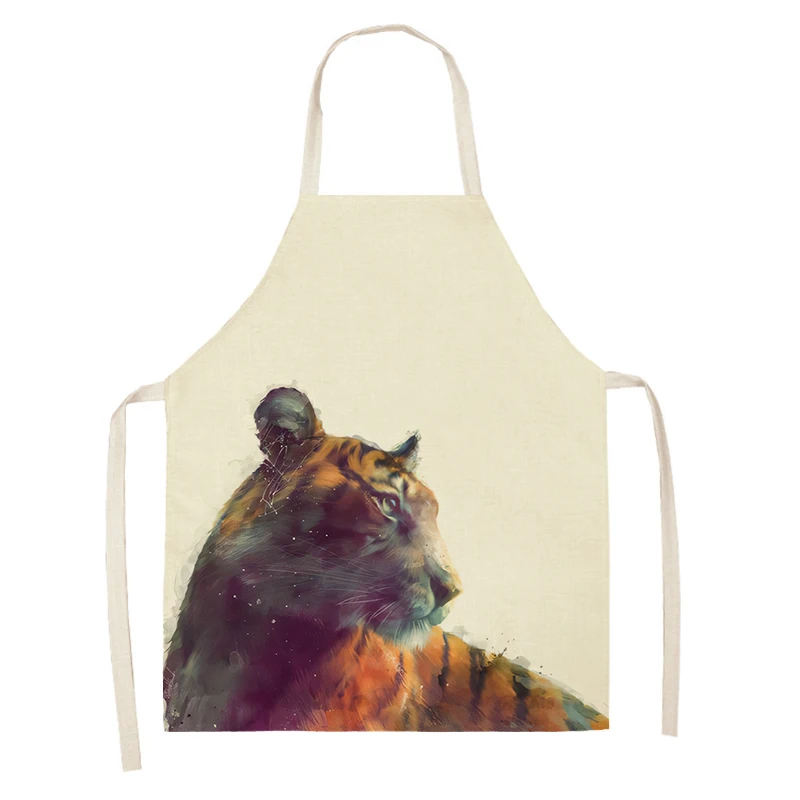 Women's kitchen apron Animal oil painting style Restaurant chef barber Waterproof apron for menand child painting aaaa