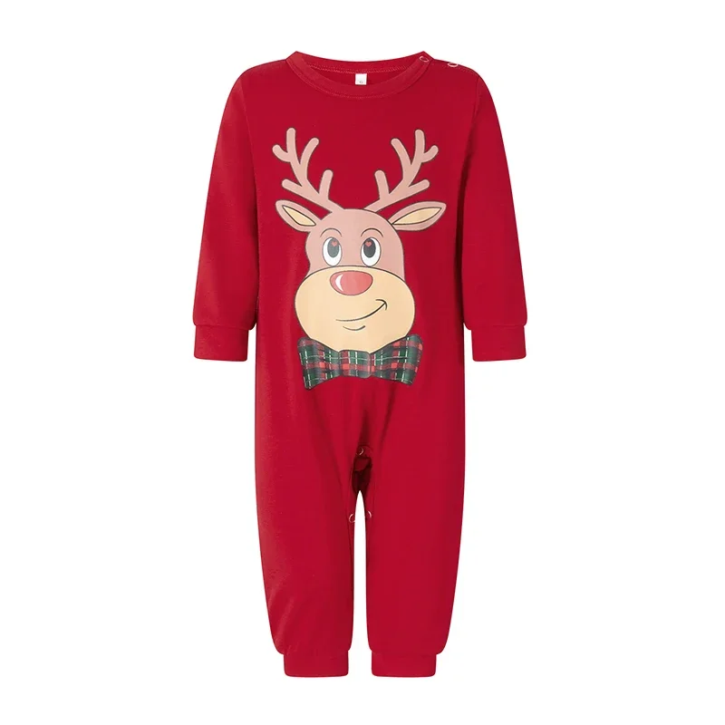 Christmas Pajamas Family Matching Pjs Sets Xmas Cartoon Deer Print T-shirts Pants Pjs Holiday Family Sleepwear for Adult Kids