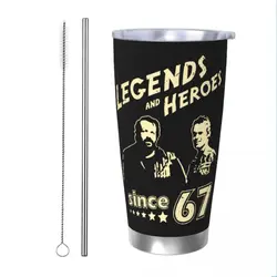 Bud Spencer Legends Hero Tumbler Vacuum Insulated Terence Hill Coffee Cups with Lid Straw Office Home Mugs Hot Cold Drink, 20oz