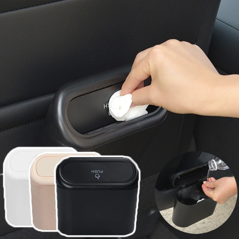 Universeller Druckverschluss-Mülleimer für Autoinnenraum (mit Deckel) Kleiner Auto-Abfalleimer Auslaufsicherer Mini-Autozubehör
