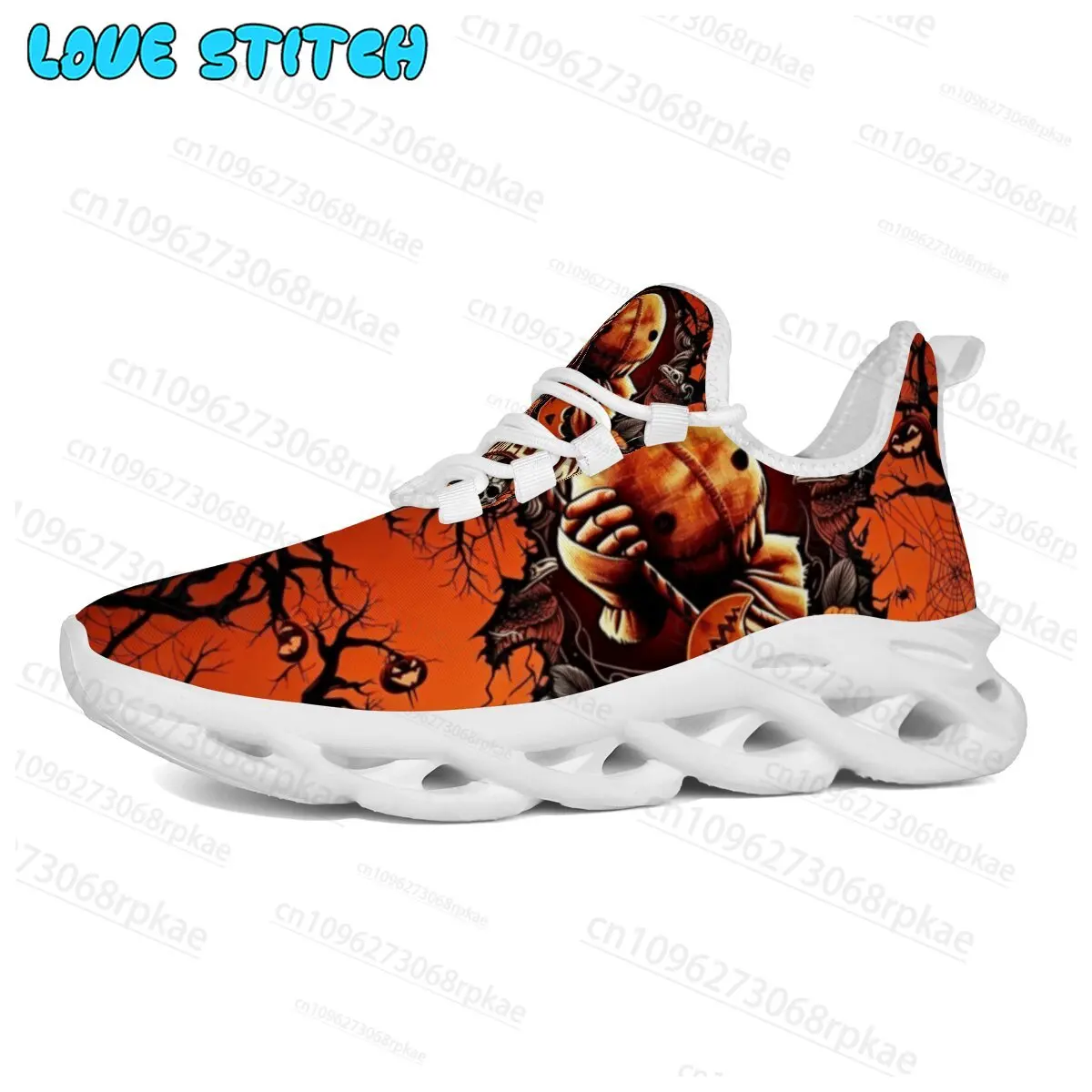Halloween Holiday Gift Pumpkin Print Lightweight Blade Sole Casual Walking Shoes Man Woman Low Top Cushion Sneakers