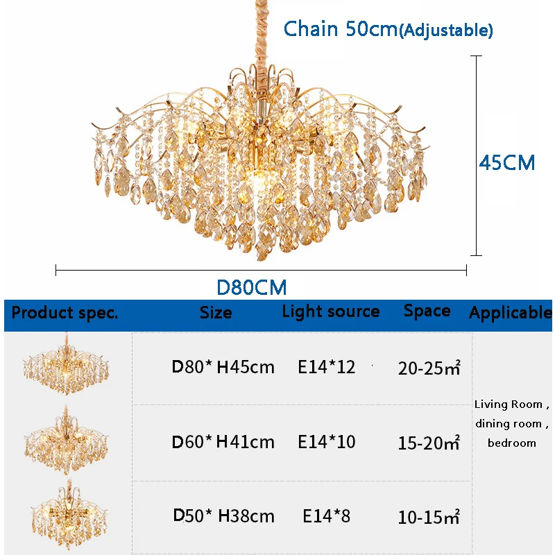 Imagem -06 - Modern Crystal Led Chandelier para Sala e Quarto Pendant Light Pendurado Lâmpada Lâmpada do Teto Luxo Decoração para Casa E14