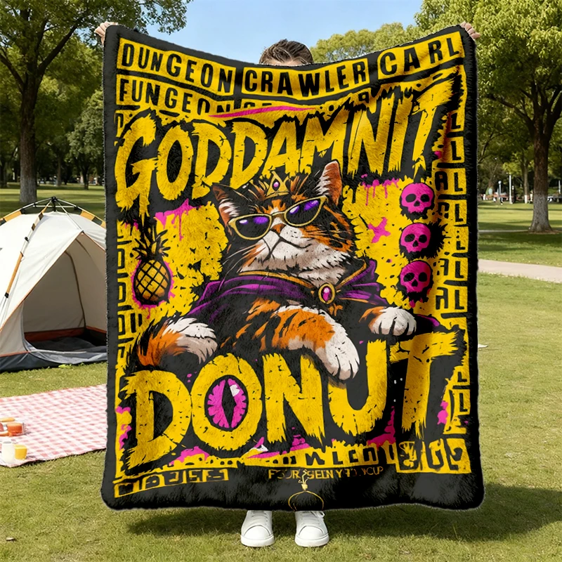 Princess Donut, Goddammit Donut, Dungeon Crawler Carl, DCC Comfort Flannel Throw Flannel Blanket Comfy Blanket Gift