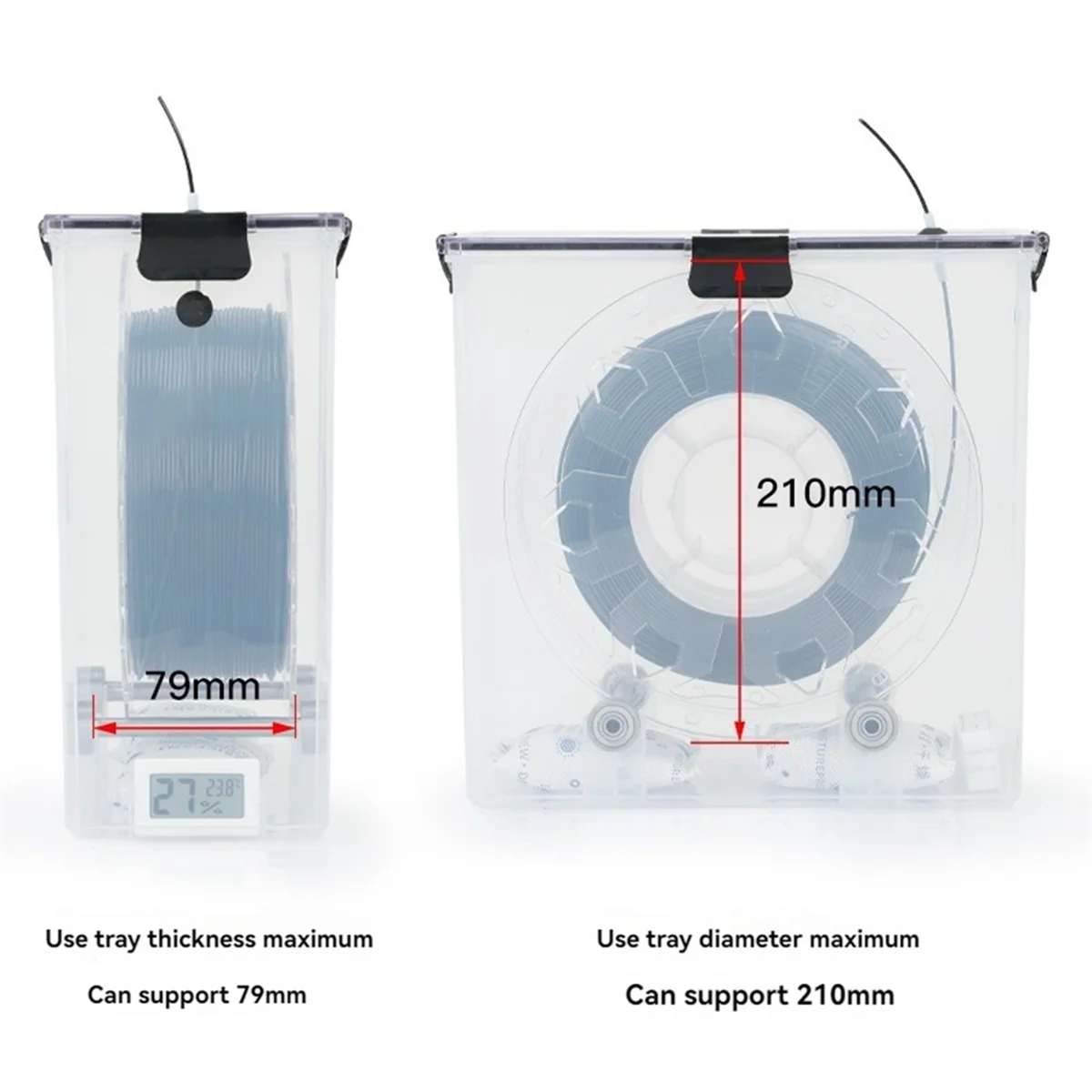 FFYY-3D Printer Filament Dry Box Storage Hot-Air Heating Storage Printing Material Box Holder Odporny na wilgoć dla wszystkich FDM