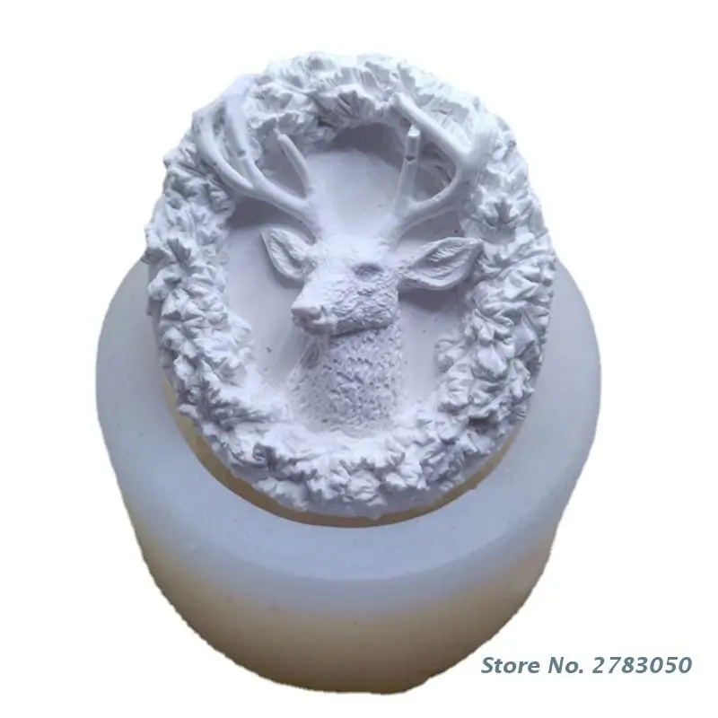 Silicone Chritsmas Deer Wreath Shaped Moulds Soap Molds Candle Mould Dessert Mousse Mold Hand Making Gadget for Wedding