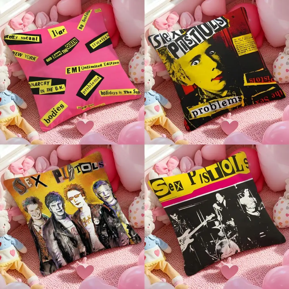 Rock Band S-Sex P-Pistols Cushion Cover Pattern Printed Pillowcase for Living Room Sofa Cushion Cover & Bedroom Decor