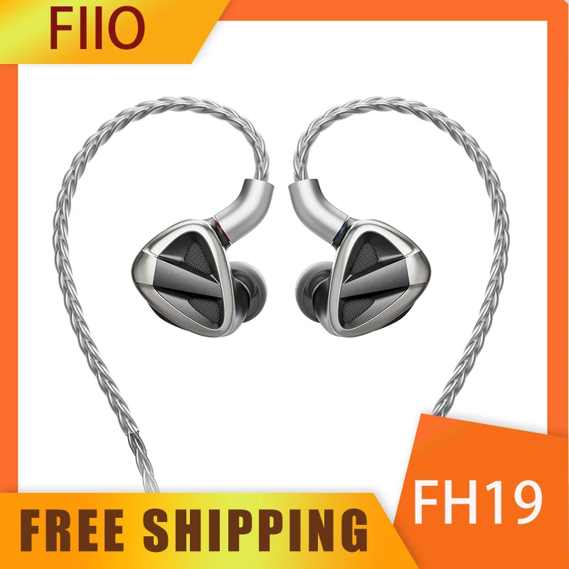 FiiO FH19 HiFi Earphone 2 Dynamic 6 BA Hybrid Driver IEM Detachable MMCX Headphone Cable for Musician Audiophile Earbud Custom