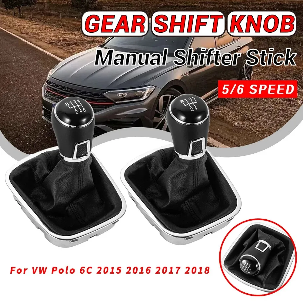 

New High Quality 5 6 Speed Gear Shift Knob Lever Dust Cover Boot Leather Suit Part for Volkswagen VW Polo 6C 2015 2016 2017 2018