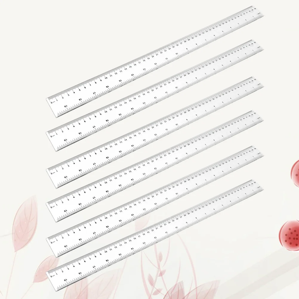 6Pcs Plastic Transparent Ruler Clear Scale Straight Ruler Accurate Measurement Tool for School Student Office