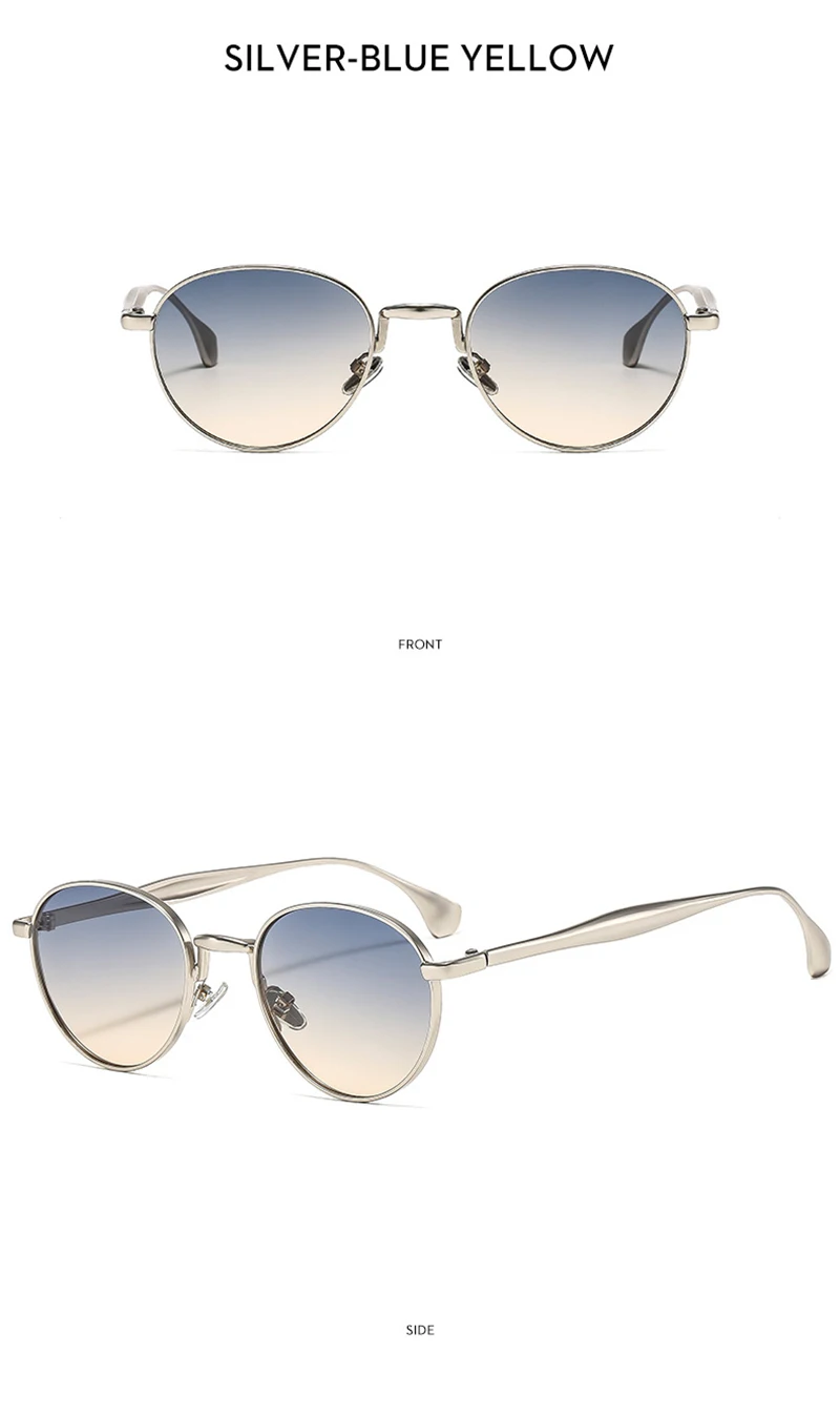 SHAUNA Retro Metall Runde Punk Männer Sonnenbrille Shades UV400 Mode Trend Gradienten Frauen Sonnenbrille – Detail 13