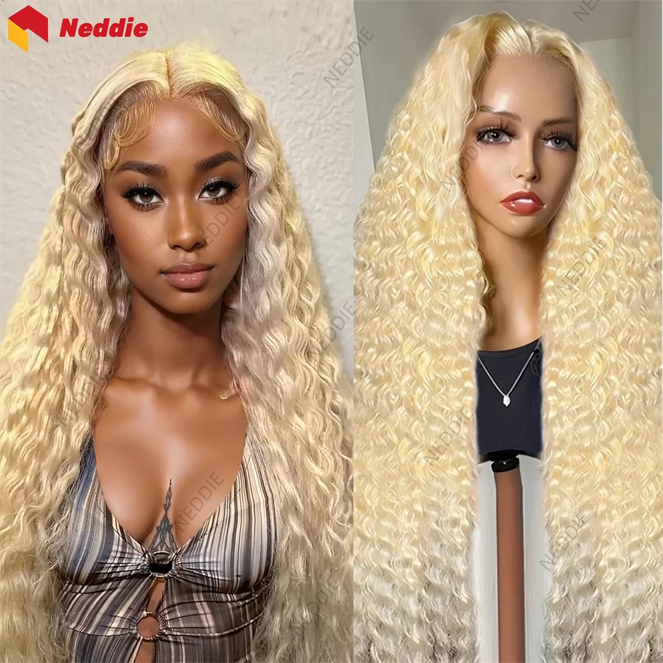 Deep Wave Brazilian 613 Curly Lace Front Neddie Preplucked Wigs Long Lace Frontal Wig 13x6 100% Human Hair For Women On Sale