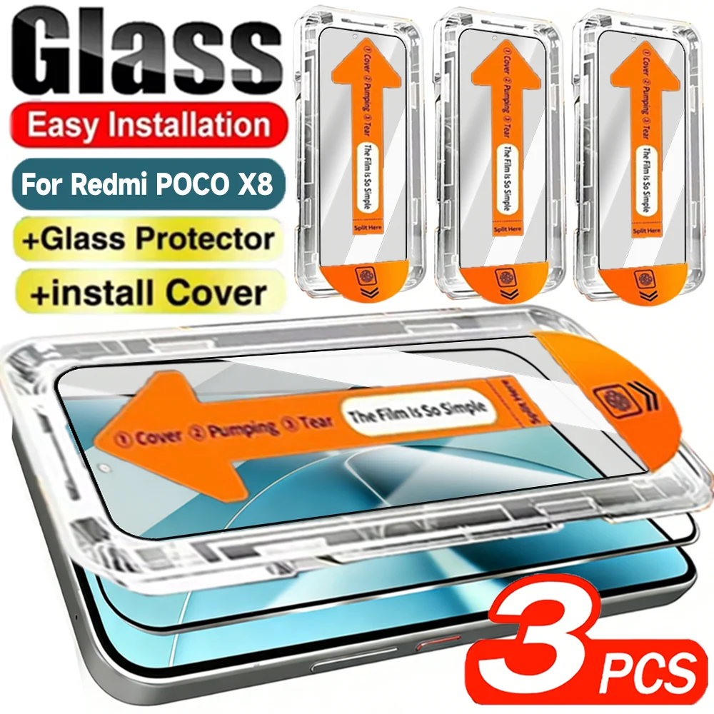 

1-3Set Easy Installation Tempered Glass for Redmi Turbo/POCO X8 Max/Pro HD Clear Anti-scratch Screen Protector Dust Free Cover
