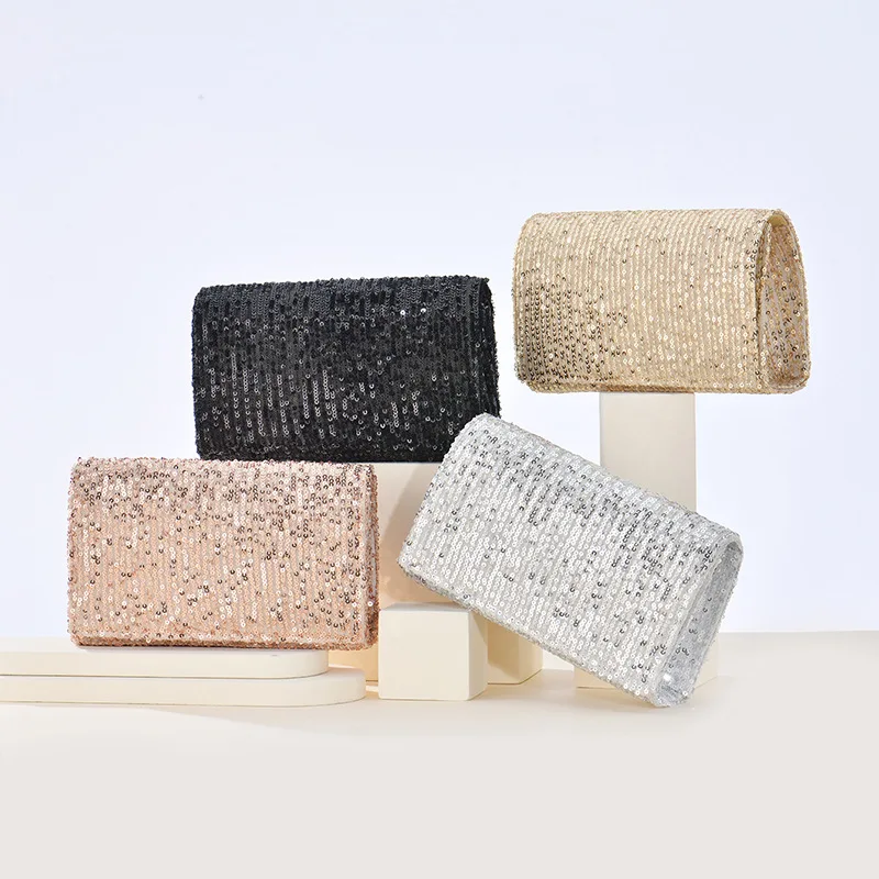 New Fashion Sequins Dinner Bag Chain Slanting Crossbody Small Square Bag Personality Wind Tide Ladies Clutch Dress Bag XA21HH