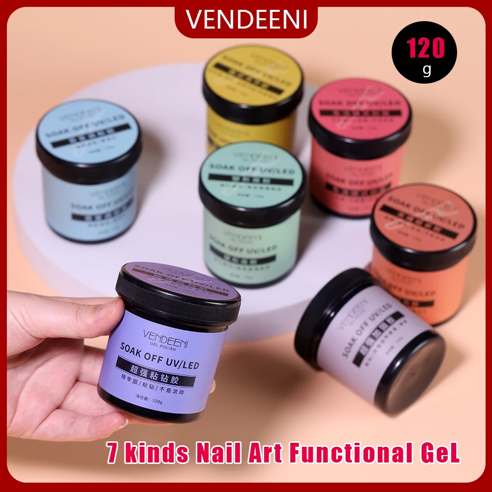 Vendeeni 120 g Riesige Kapazität Funktionsgel Top Base Coat Sticky Diamond No Wipe Top Coat Extension Gel Nivellierungsverstärkungsgel