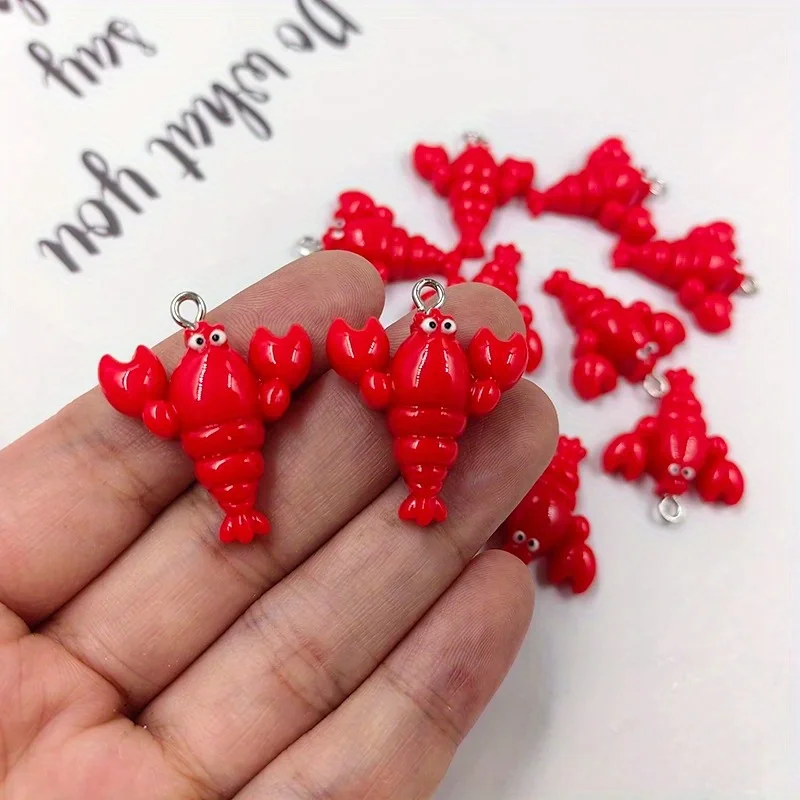 10 stücke niedlichen glänzenden Hummer Ohrringe bezaubert kawaii schwimmende Anhänger Flatback für Schlüssel bund DIY Schmuck machen Ergebnisse