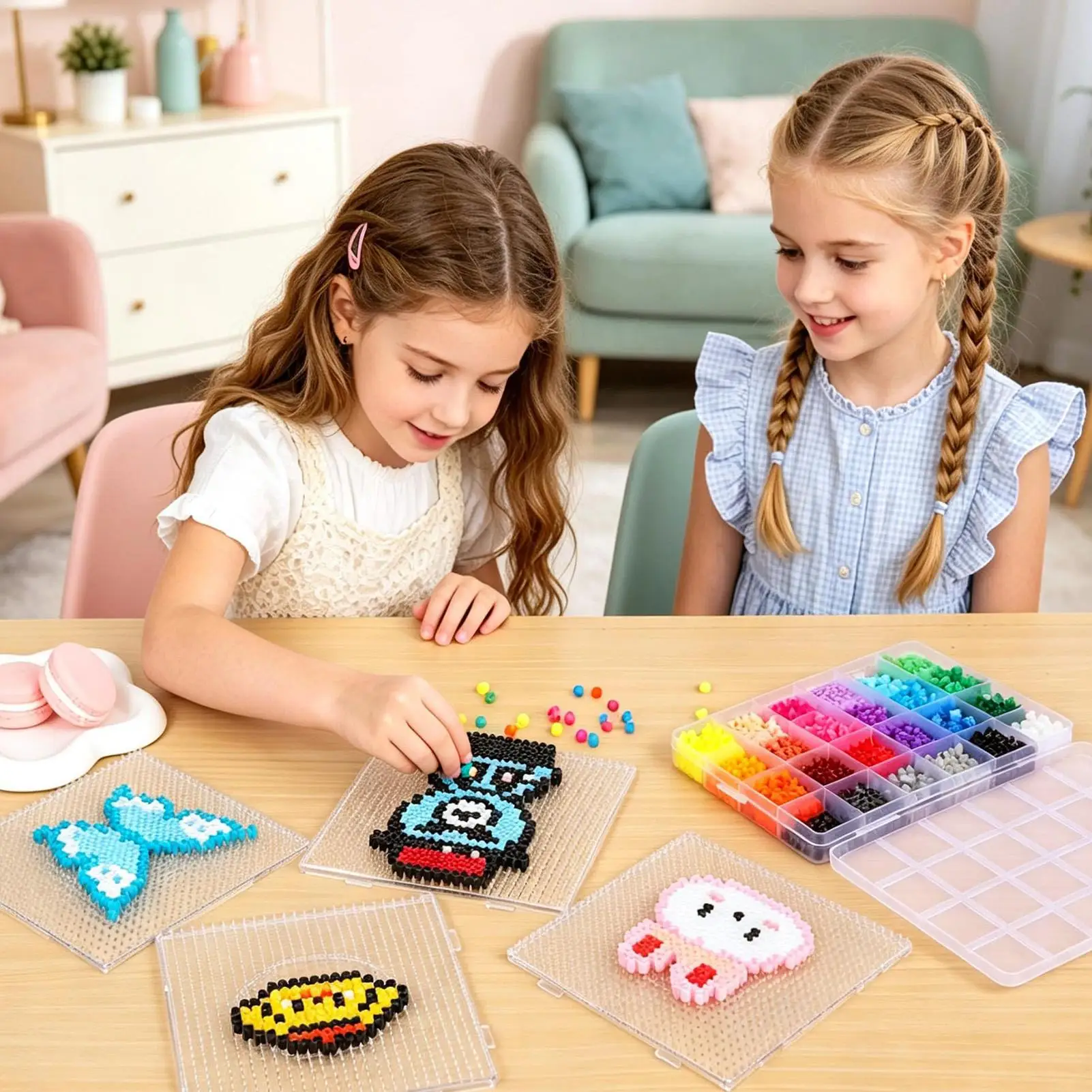ヒューズビーズボード5枚セット-透明-耐熱-5mm-子供用diyビーズクラフトトレイ-男の子-女の子-大人-ティーン-娘-息子-家族で楽しめる