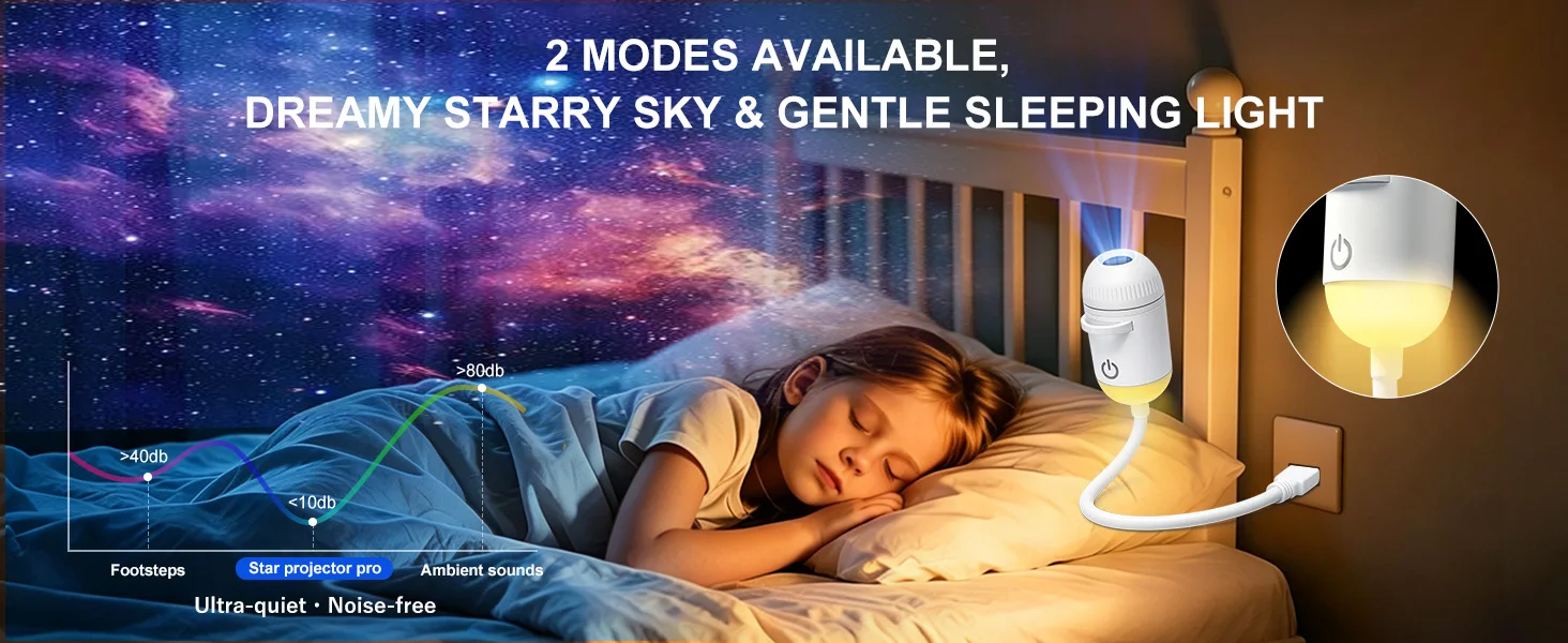 2 in 1 USB Galaxy Projector Light Adjustable Focus Car Interior Ambient Lamp Home Room Starry Star Kids Projection Night Light