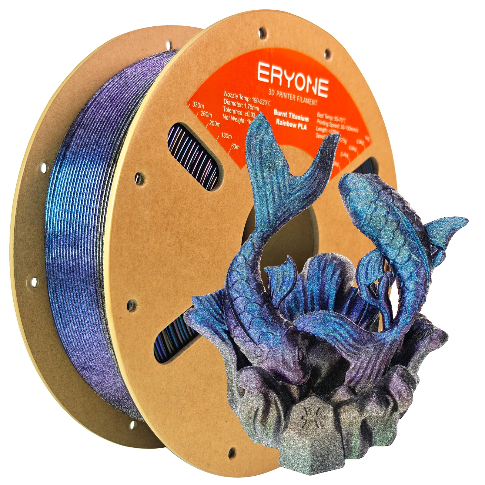 

ERYONE 1KG Burnt Titanium Rainbow PLA Filament 3D Printer 1.75mm +/-0.03mm for 3D Printer