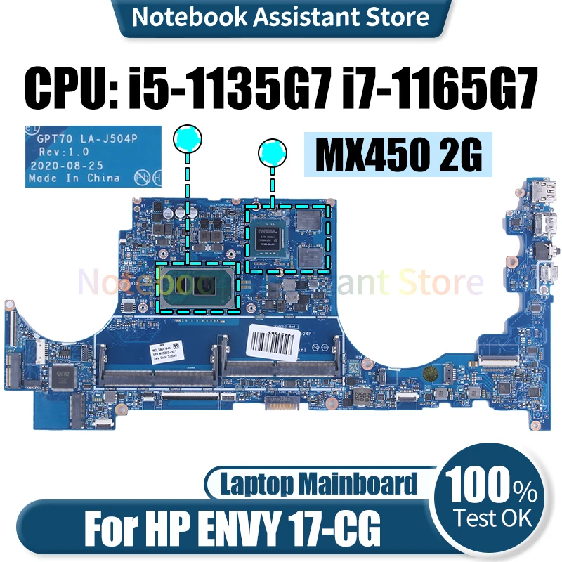 

For HP ENVY 17-CG Laptop Mainboard LA-J504P M15202-601 M15201-601 M23418-601 M23417-601 i5-1135G7 i7-1165G7 Notebook Motherboard