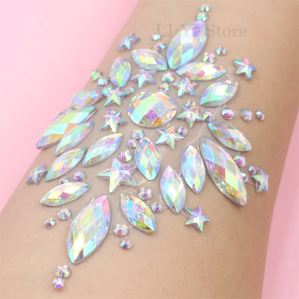 Sexy Crystal Nipple Cover Bra Stickers Adhesive Diamond Beads Breast Pasties Shiny Tattoo Sticker Body Tape Tattoo Stickers