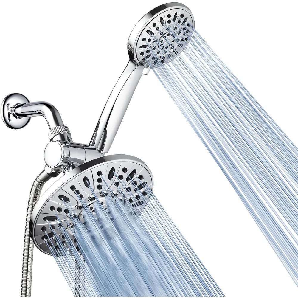 

7" Premium High Pressure 3-Way Rainfall Combo for The Best of Both Worlds - Enjoy Luxurious Rain Showerhead and 6-Sett